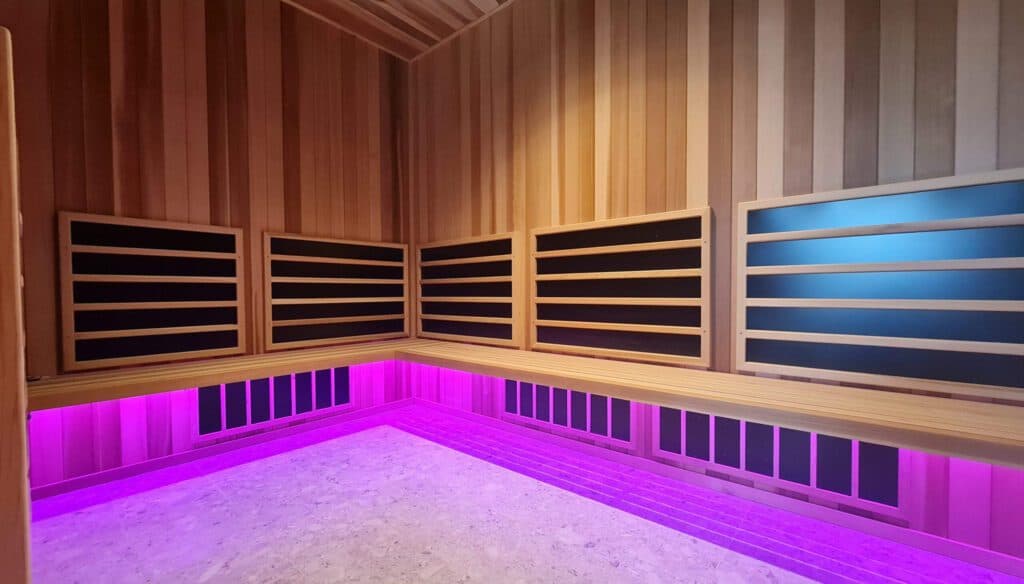 Infrared sauna with ambient lighting