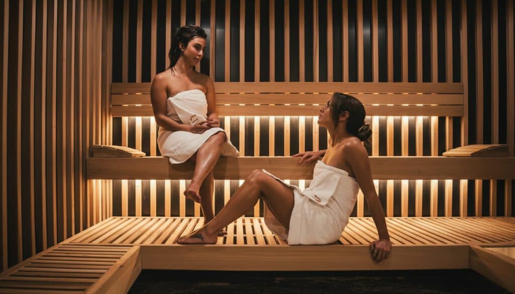 Outdoor infrared sauna installation