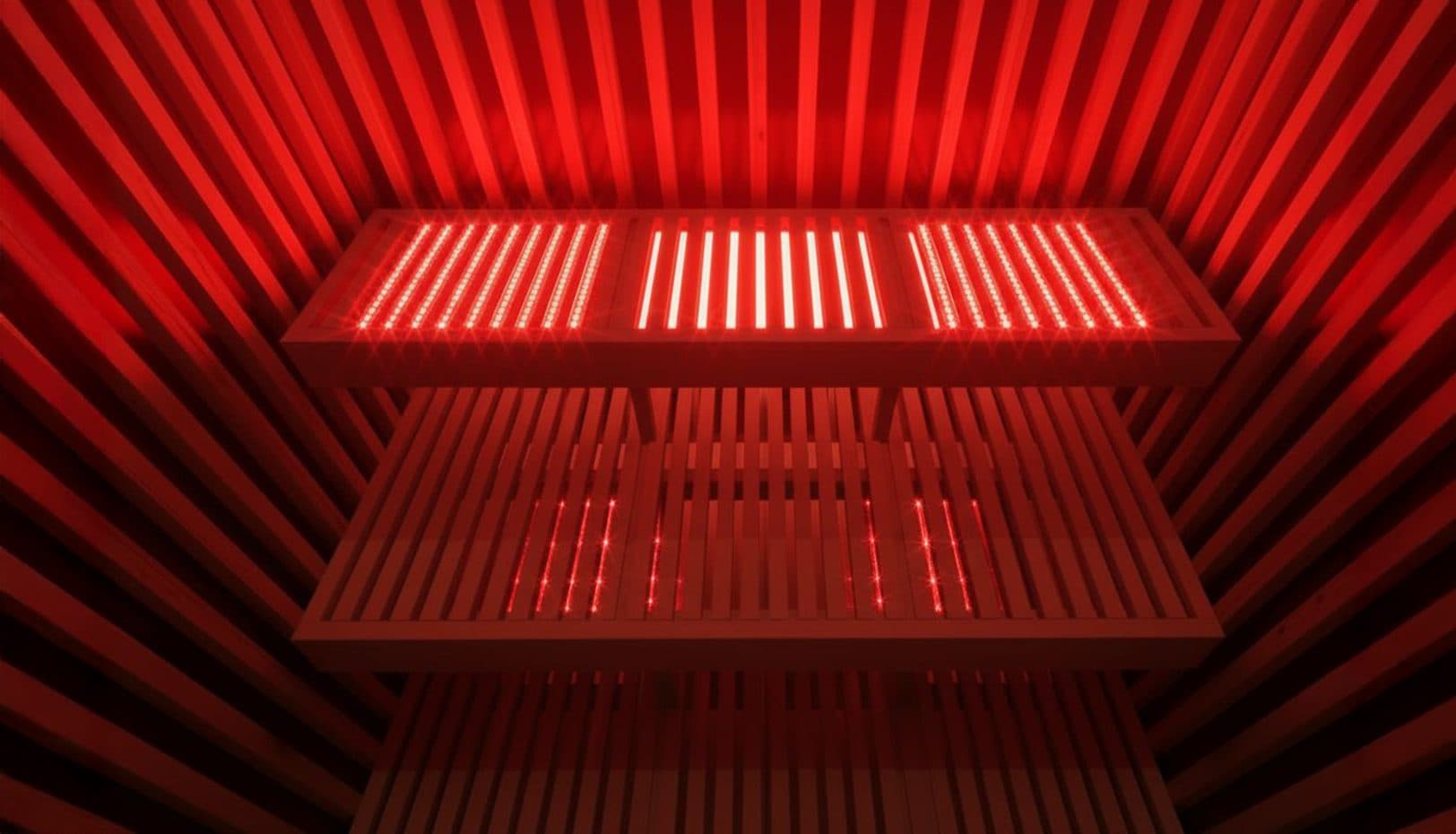 Red light therapy bench close-up