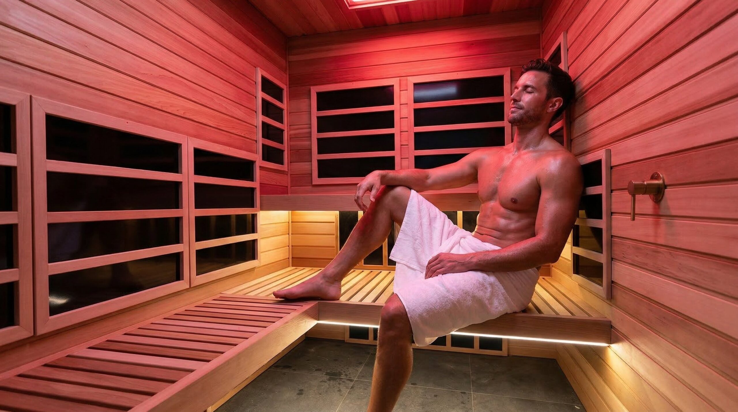 Custom infrared sauna with red light therapy integration for neuropathy and nerve health support